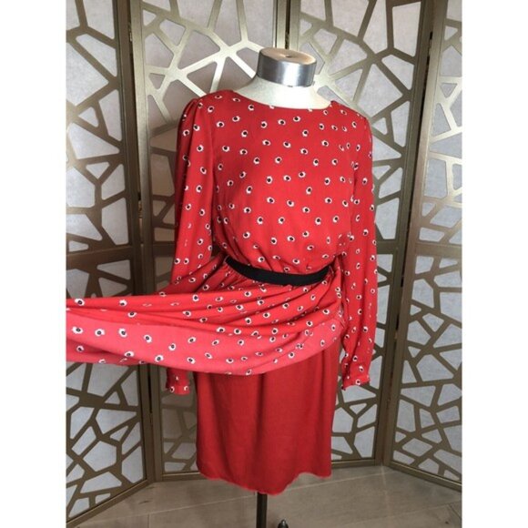 New kit and sky casuel dress crewneck long sleeve red S Small Red Flowers - Picture 10 of 12